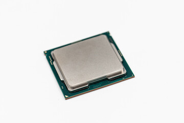 CPU : Central Processing Unit, Computer processor from the bottom side, socket contact isolated on white background