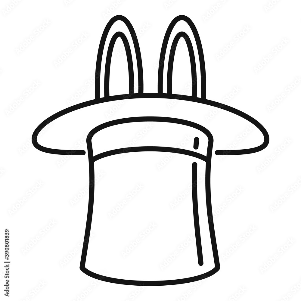 Poster rabbit top hat icon. outline rabbit top hat vector icon for web design isolated on white background