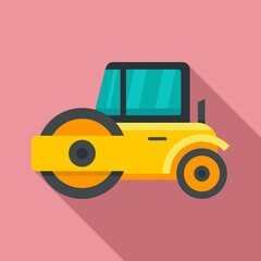 Modern road roller icon. Flat illustration of modern road roller vector icon for web design