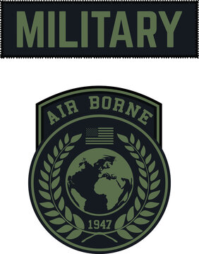 military badge, embroidery or print vector design
