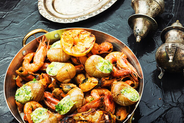 Delicious grilled seafood