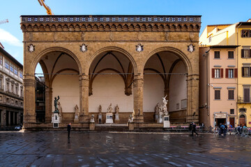 The Statues of Loggia dei Lanzi in Piazza della Signoria - Florence, Tuscany, Italy.