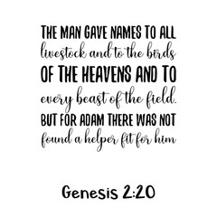 The man gave names to all livestock and to the birds of the heavens and to every beast of the field. Bible verse quote