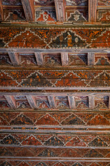 Mudejar coffered ceiling from the 14th century, cloister of Santo Domingo de Silos, Burgos province, Spain
