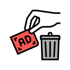 toss out advertisement color icon vector. toss out advertisement sign. isolated symbol illustration
