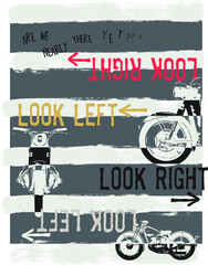 Brushprint lines and motorcycle themed design.