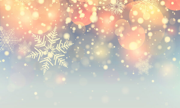 Christmas background with snowflakes, winter snow background.