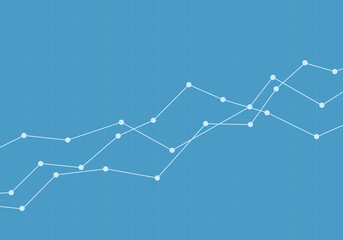 Illustration of a blue line growing graph component. Suitable as a background for a banner about stock trading and the economy. Space for your text, vector