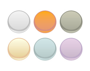 Vector web buttons collection. Blank, glowing, colorful circular grey, red, dark, beige, green and violet button set. Flat elements design for website design isolated on white background
