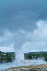 Geyser and Hot Spring, Yellowstone National Park, Unesco World Heritage Site, Wyoming, Usa, America