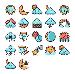 Weather icon set with full of color