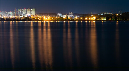 Night lights of town Vyshgorod on the Kiev Sea, Ukraine