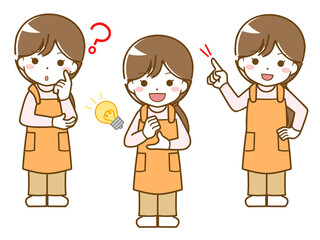 エプロンを着た女性の疑問と解決