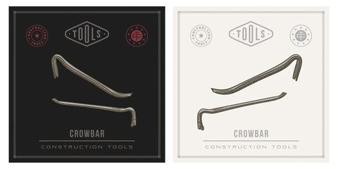 Crowbar vector tools retro illustration