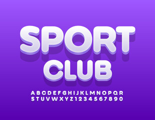 Vector stylish logo Sport Club. Modern White Font. Trendy Alphabet Letters and Numbers set