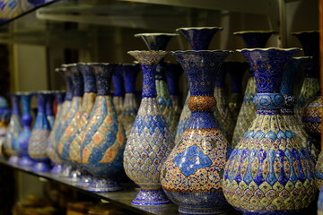 Beautiful ceramic vases, souvenir shop in city