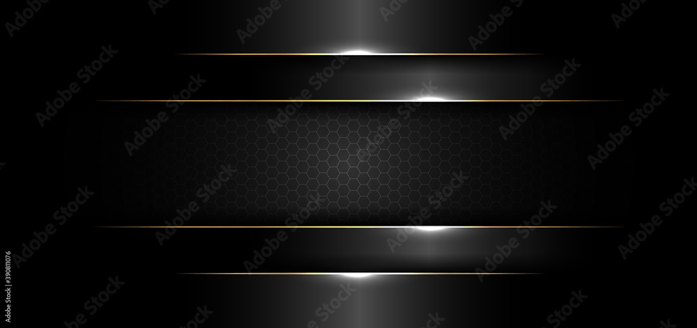 Canvas Prints abstract banner design template black glossy with gold line and lighting effect on dark background a