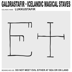 vector icon with ancient Icelandic magical staves Lukkustafir. Symbol means and is used for do not meet evil either at sea or on land