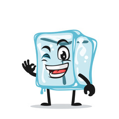 vector illustration of ice cube character of mascot