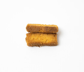 Delicious dry cake biscuit isolated on white background