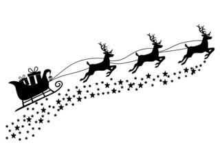 Gift box silhouette on a reindeer sleigh