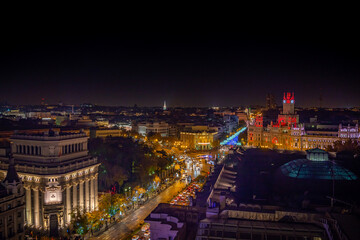 Fototapeta na wymiar ciudad de Madrid en una vista nocturna en navidad