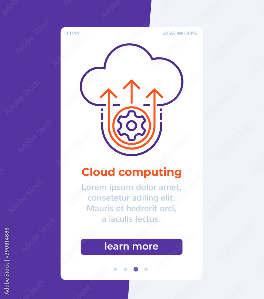 Poster cloud computing mobile banner with line icon