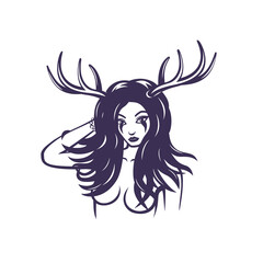 witch, girl with deer horns