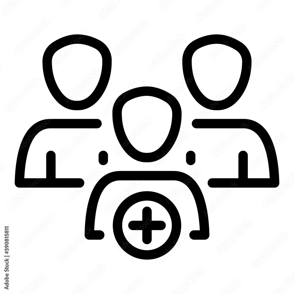 Poster add customers icon. outline add customers vector icon for web design isolated on white background