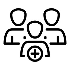 Obraz premium Add customers icon. Outline add customers vector icon for web design isolated on white background