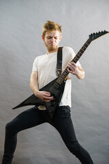 Man playing on electric guitar