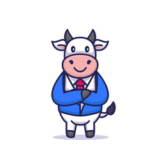 Cute cow in a business suit working style