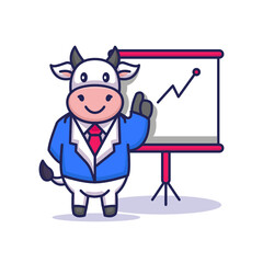Cute cow in a business suit working style