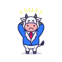 Cute cow in a business suit working style