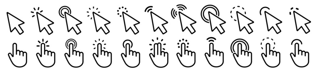 Obraz premium Computer mouse click cursor icon set. Cursor icon