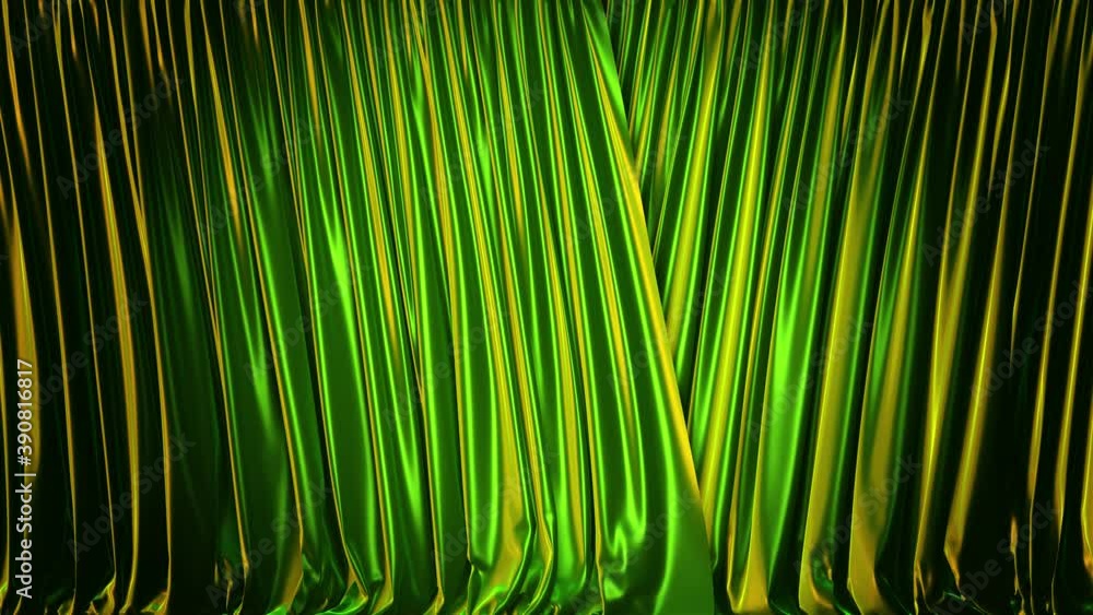 Poster realistic 3d animation of the green stage curtains rendered in uhd, alpha matte is included