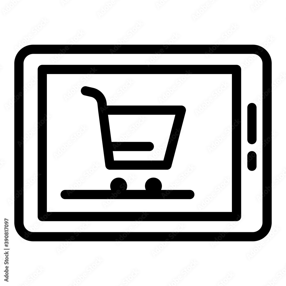 Poster tablet shopping icon. outline tablet shopping vector icon for web design isolated on white backgroun