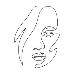 Continuous line, fashion concept, beauty minimalist design for t-shirt, vector illustration