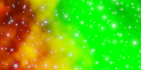 Obraz premium Light Green, Yellow vector texture with beautiful stars.