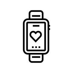 heart rhythm watch line icon vector. heart rhythm watch sign. isolated contour symbol black illustration