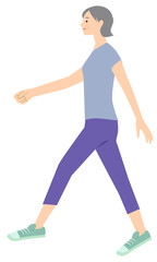 illustration of walking senior woman