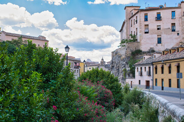 Fototapeta na wymiar Huecar street in the lower part of the city of Cuenca, Spain