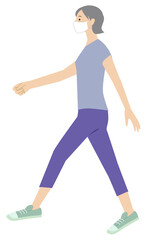 illustration of walking senior woman