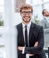 Fototapeta premium smiling business men talking to his colleague