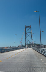 Florianópolis, Santa Catarina, Brazil
October 28,2020
View of the Hercílio Luz bridge and Avenida Beiramar Norte in the background. It connects the continent to Florianópolis Island. Postcard 

