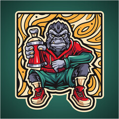 Fototapeta na wymiar Gorilla esport mascot logo design