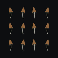 set of  cutemushrooms