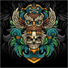 Owl pirates esport mascot logo