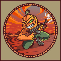 Pumpkin gunners mascot logo design