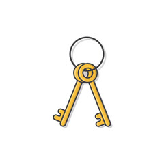 Key Ring With Two Keys Vector Icon Illustration. Keychain